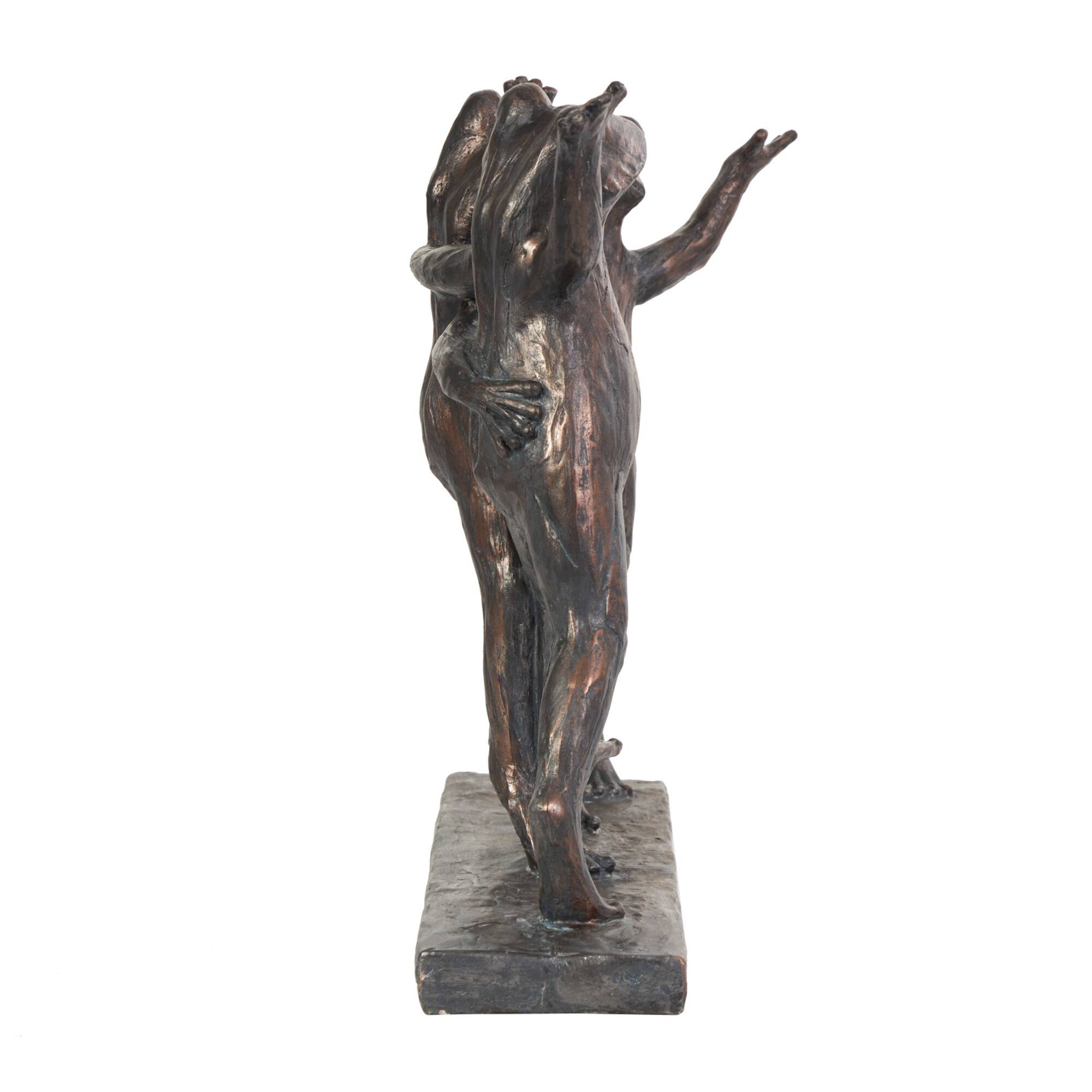 18" Bronze Patina 3 Dancing Frogs Sculpture